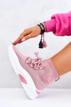 Damskie Sportowe Buty Skarpetkowe Różowe KeSports