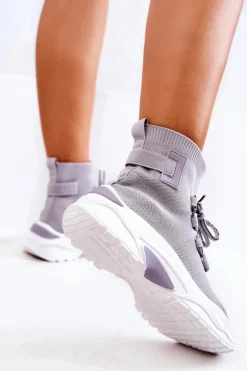 Damskie Sportowe Buty Skarpetkowe Szare KeSports