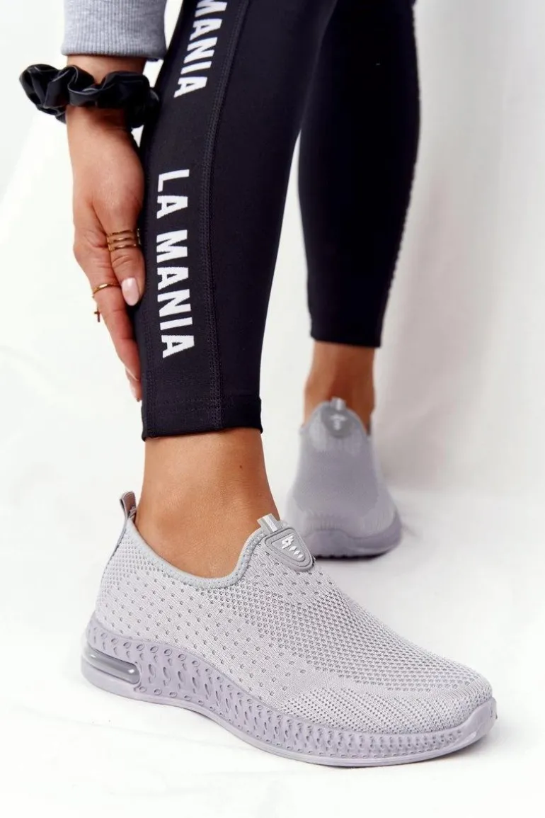 Damskie Sportowe Buty Slip-on Szare Be Stretchy