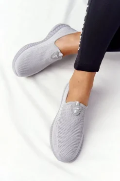Damskie Sportowe Buty Slip-on Szare Be Stretchy