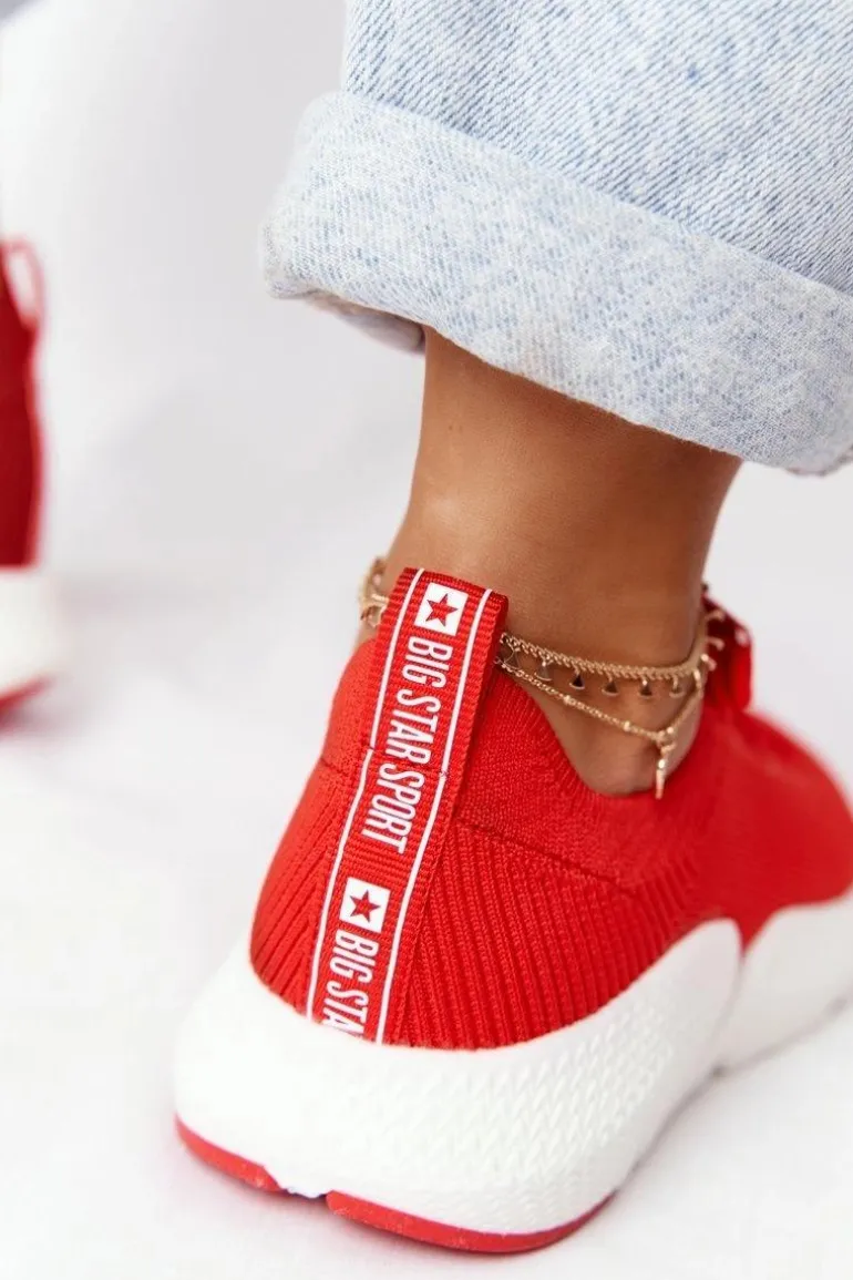 Damskie Sportowe Buty Slip-on Big Star DD274580 Czerwone