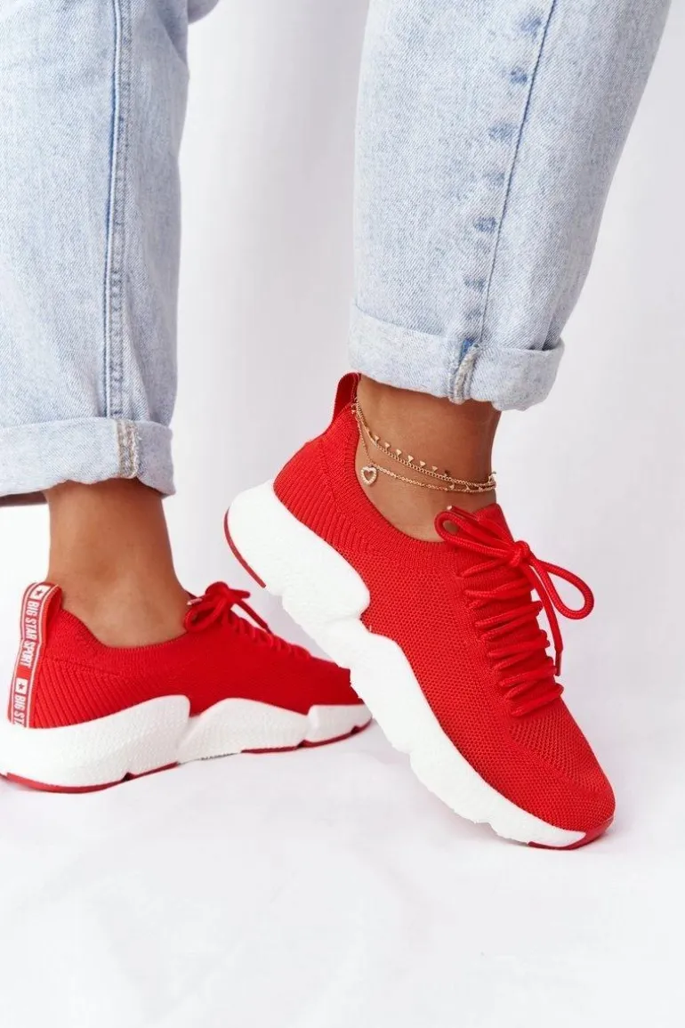 Damskie Sportowe Buty Slip-on Big Star DD274580 Czerwone