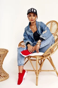 Damskie Sportowe Buty Slip-on Big Star DD274463 Czerwone