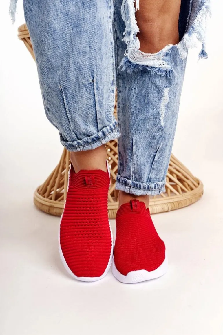 Damskie Sportowe Buty Slip-on Big Star DD274463 Czerwone