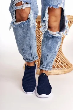 Damskie Sportowe Buty Slip-on Big Star DD274464 Granatowe