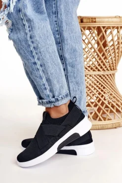 Damskie Sportowe Buty Slip-on Memory Foam System Big Star FF274890 Czarne