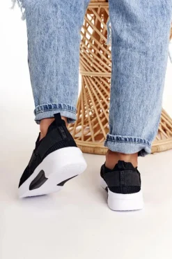 Damskie Sportowe Buty Slip-on Memory Foam System Big Star FF274890 Czarne