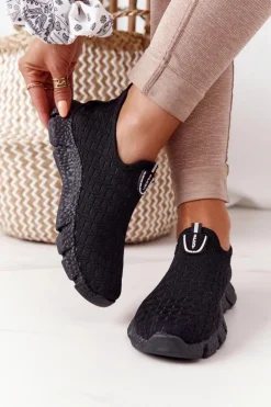 Damskie Sportowe Buty Slip-on Czarne Marathon