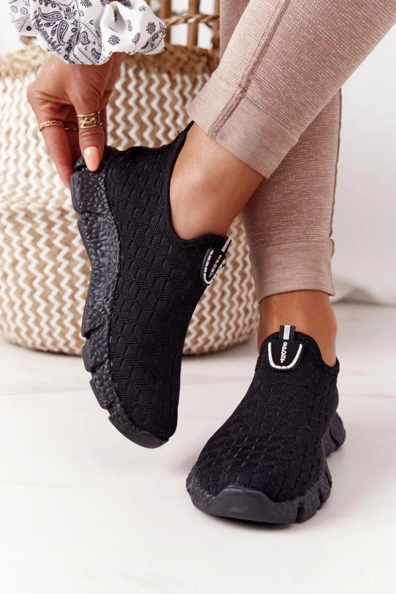 Damskie Sportowe Buty Slip-on Czarne Marathon