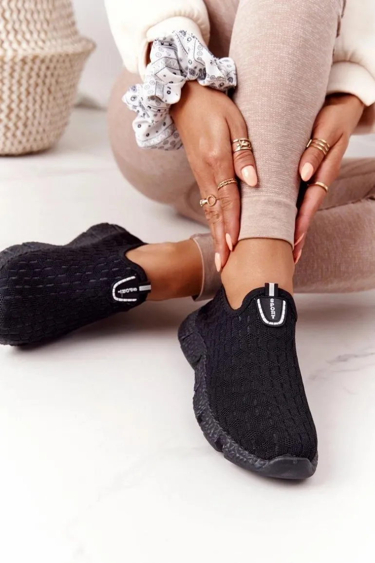 Damskie Sportowe Buty Slip-on Czarne Marathon