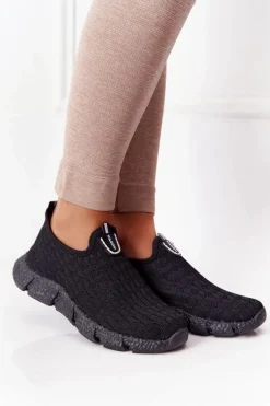 Damskie Sportowe Buty Slip-on Czarne Marathon