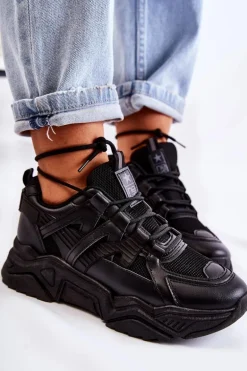 Damskie Sportowe Buty Sneakersy Czarne Daren