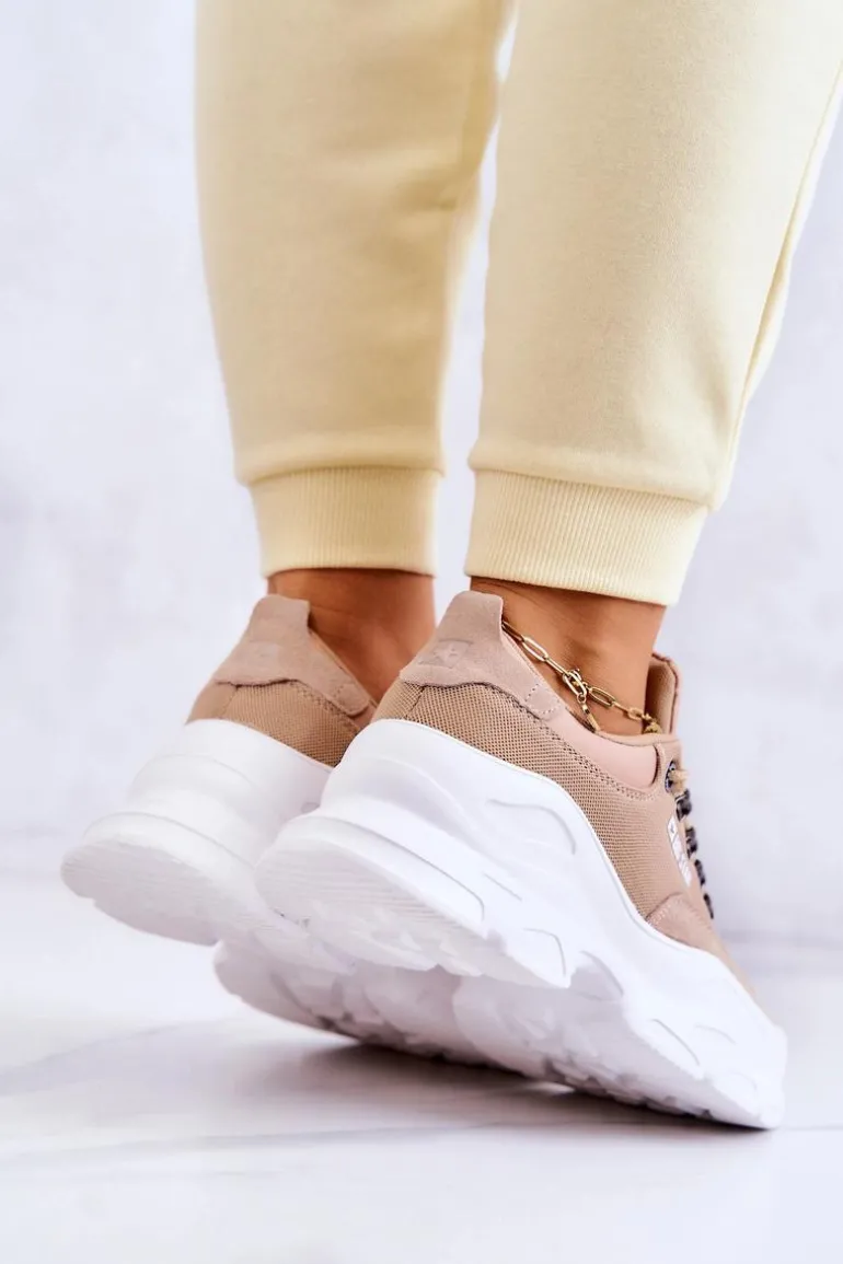 Damskie Sportowe Buty Sneakersy Big Star JJ274A222 Beżowe