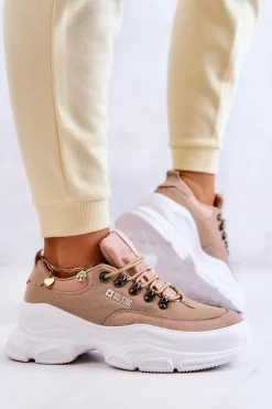Damskie Sportowe Buty Sneakersy Big Star JJ274A222 Beżowe