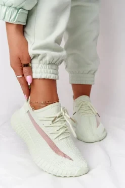 Damskie Sportowe Buty Sneakersy Jasnozielone Amazing