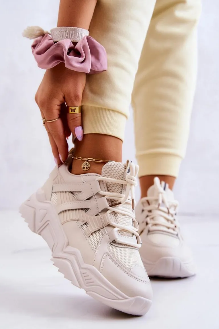 Damskie Sportowe Buty Sneakersy Beżowe Daren