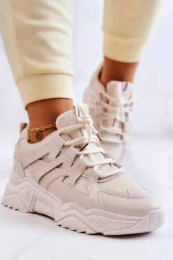Damskie Sportowe Buty Sneakersy Beżowe Daren