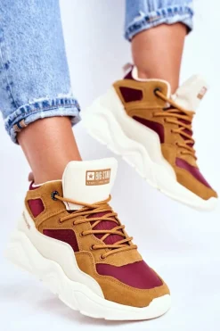 Damskie Sportowe Buty Sneakersy Big Star GG274646 Beżowe