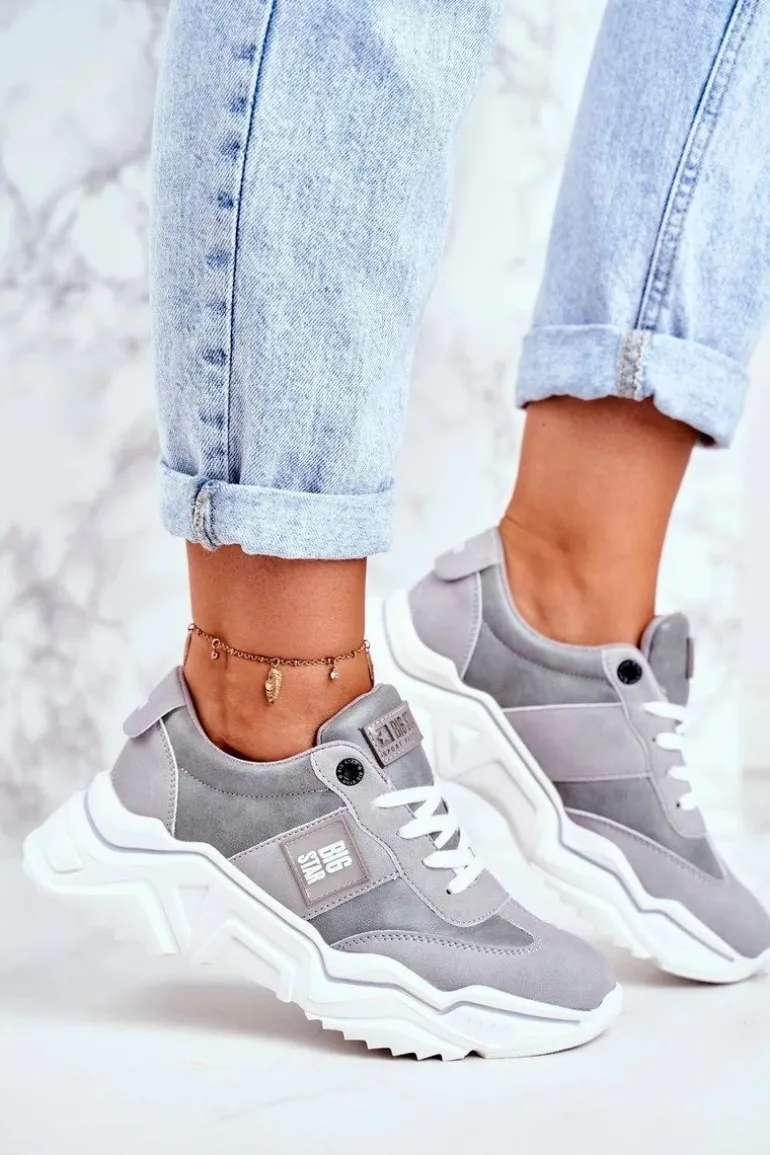 Damskie Sportowe Buty Sneakersy Big Star GG274211 Szare
