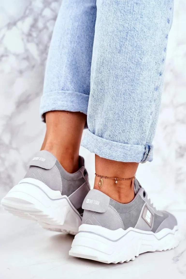 Damskie Sportowe Buty Sneakersy Big Star GG274211 Szare