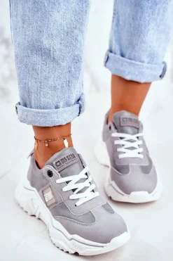 Damskie Sportowe Buty Sneakersy Big Star GG274211 Szare