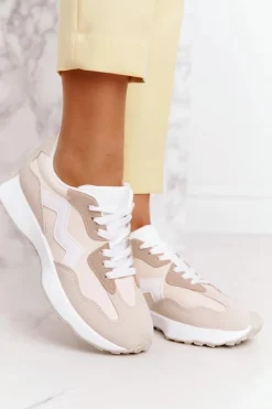 Damskie Sportowe Buty Sneakersy Beżowe Move On