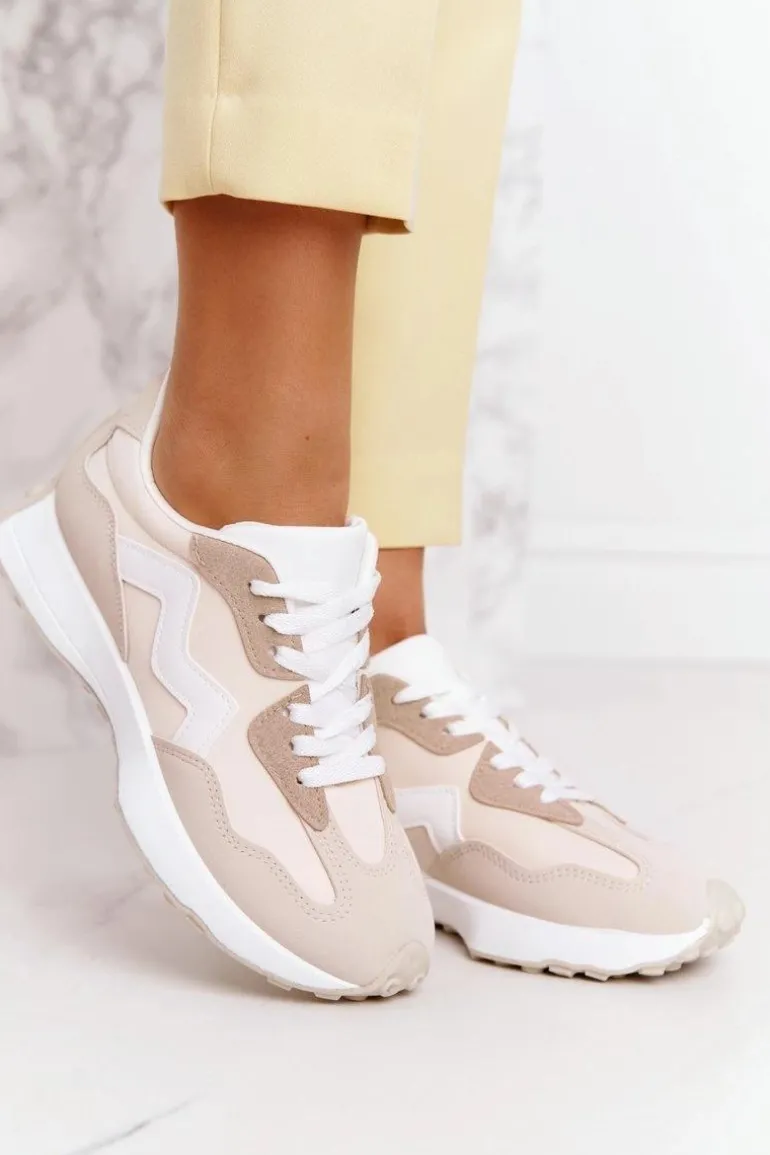 Damskie Sportowe Buty Sneakersy Beżowe Move On