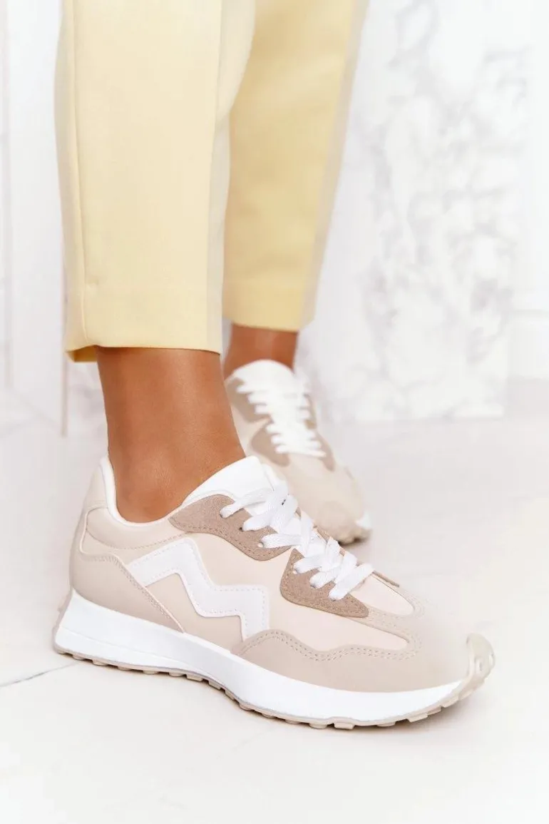 Damskie Sportowe Buty Sneakersy Beżowe Move On