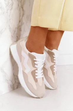 Damskie Sportowe Buty Sneakersy Beżowe Move On