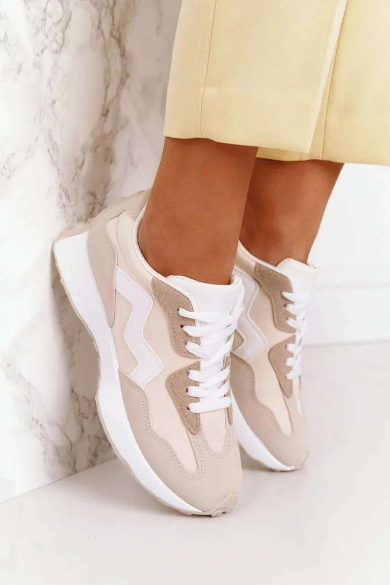 Damskie Sportowe Buty Sneakersy Beżowe Move On