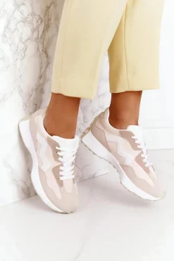 Damskie Sportowe Buty Sneakersy Beżowe Move On