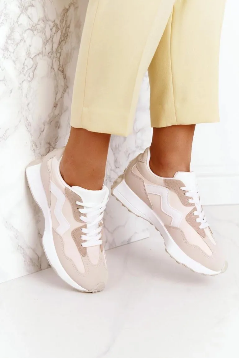 Damskie Sportowe Buty Sneakersy Beżowe Move On