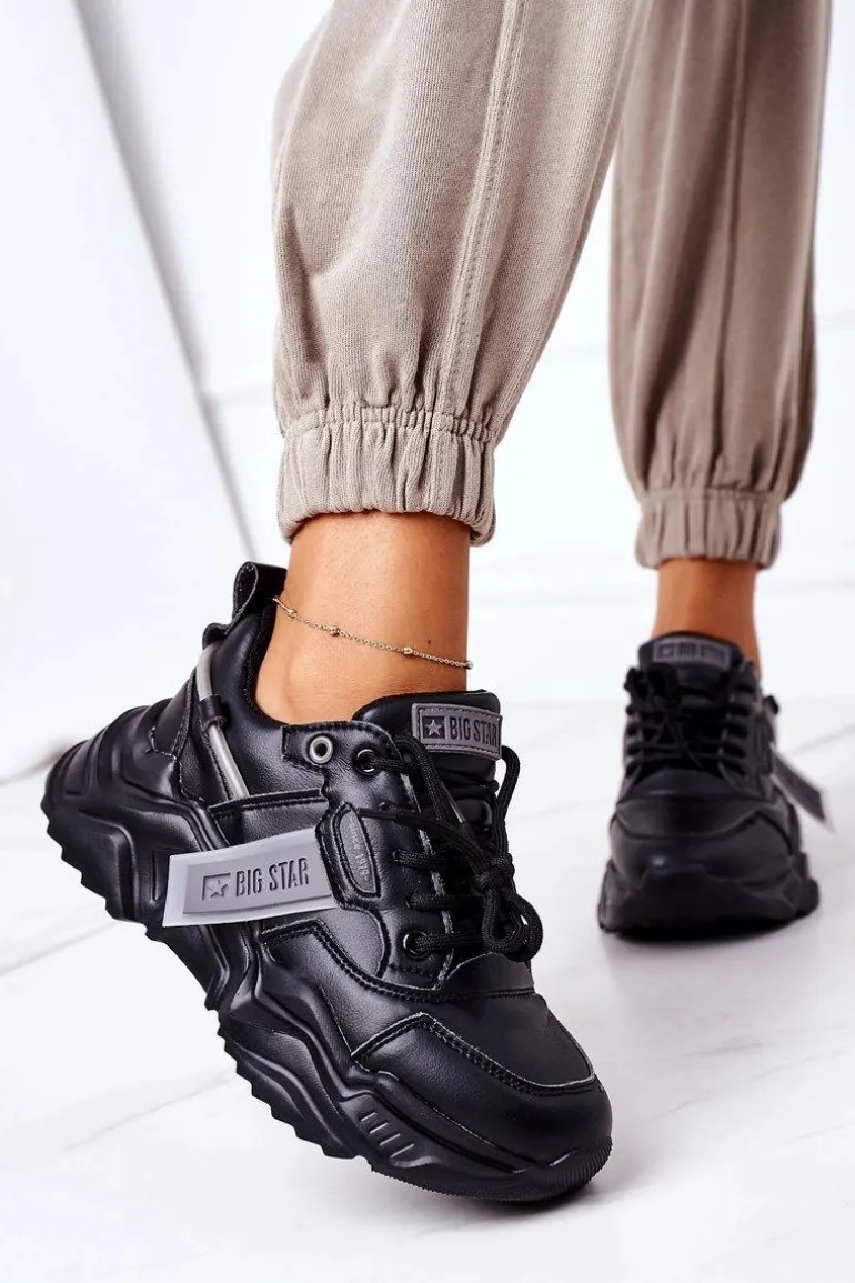 Damskie Sportowe Buty Sneakersy Big Star GG274215 Czarno-Szare