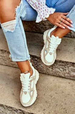 Damskie Sportowe Buty Sneakersy Big Star GG274657 Biało-Beżowe