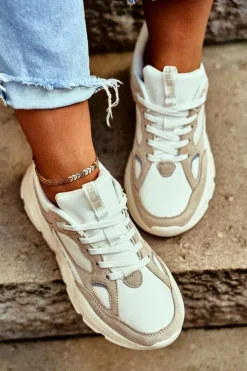 Damskie Sportowe Buty Sneakersy Big Star GG274657 Biało-Beżowe