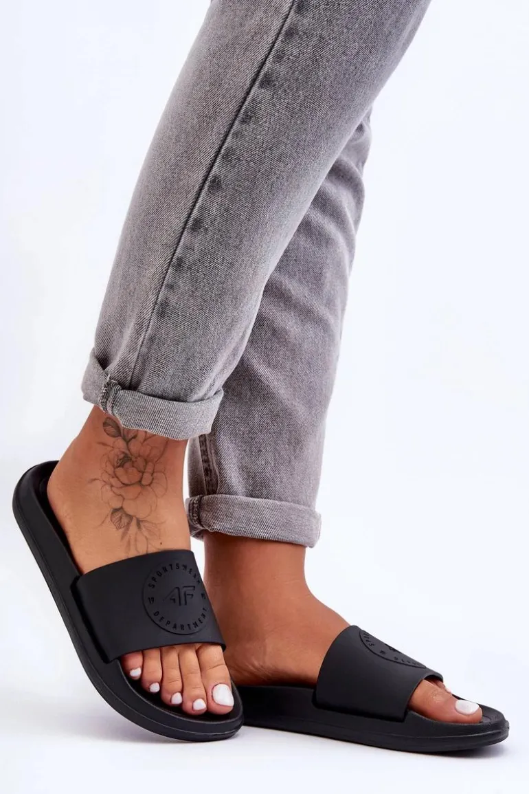 Damskie Sportowe Klapki 4F 4FSS23FFLIF069-72S Czarne