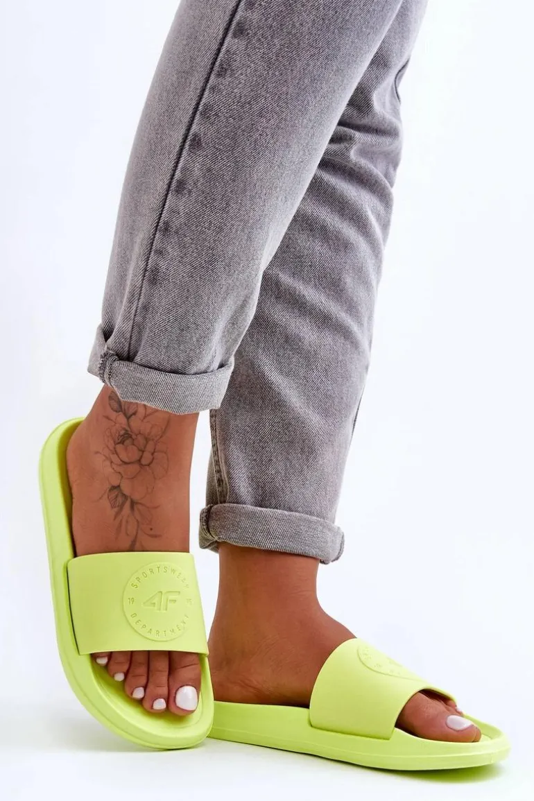 Damskie Sportowe Klapki 4F 4FSS23FFLIF069-72S Limonkowe
