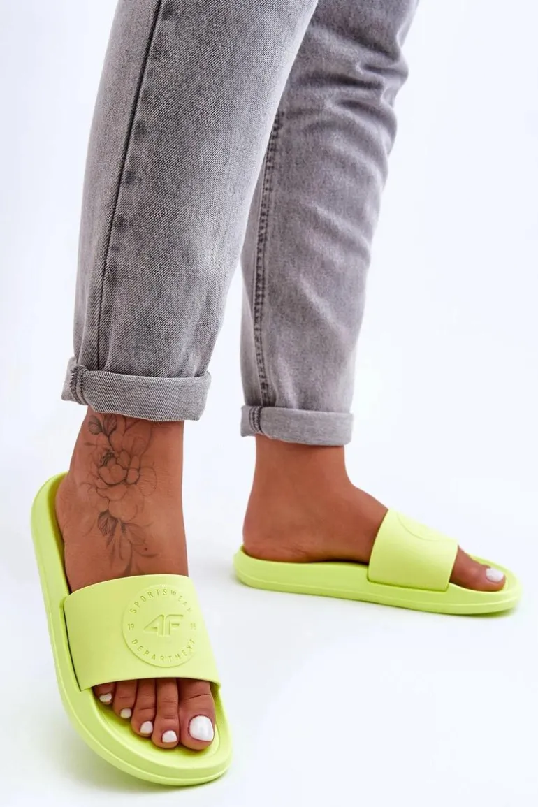 Damskie Sportowe Klapki 4F 4FSS23FFLIF069-72S Limonkowe