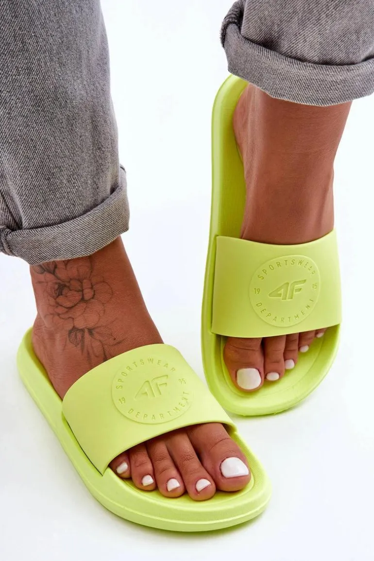 Damskie Sportowe Klapki 4F 4FSS23FFLIF069-72S Limonkowe