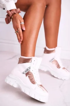 Damskie Sportowe Śniegowce Z Futerkiem Białe Euphoria