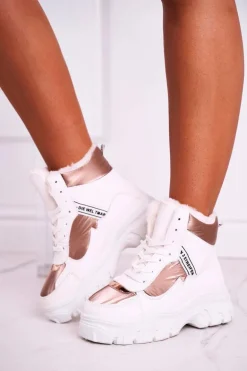 Damskie Sportowe Śniegowce Z Futerkiem Białe Euphoria