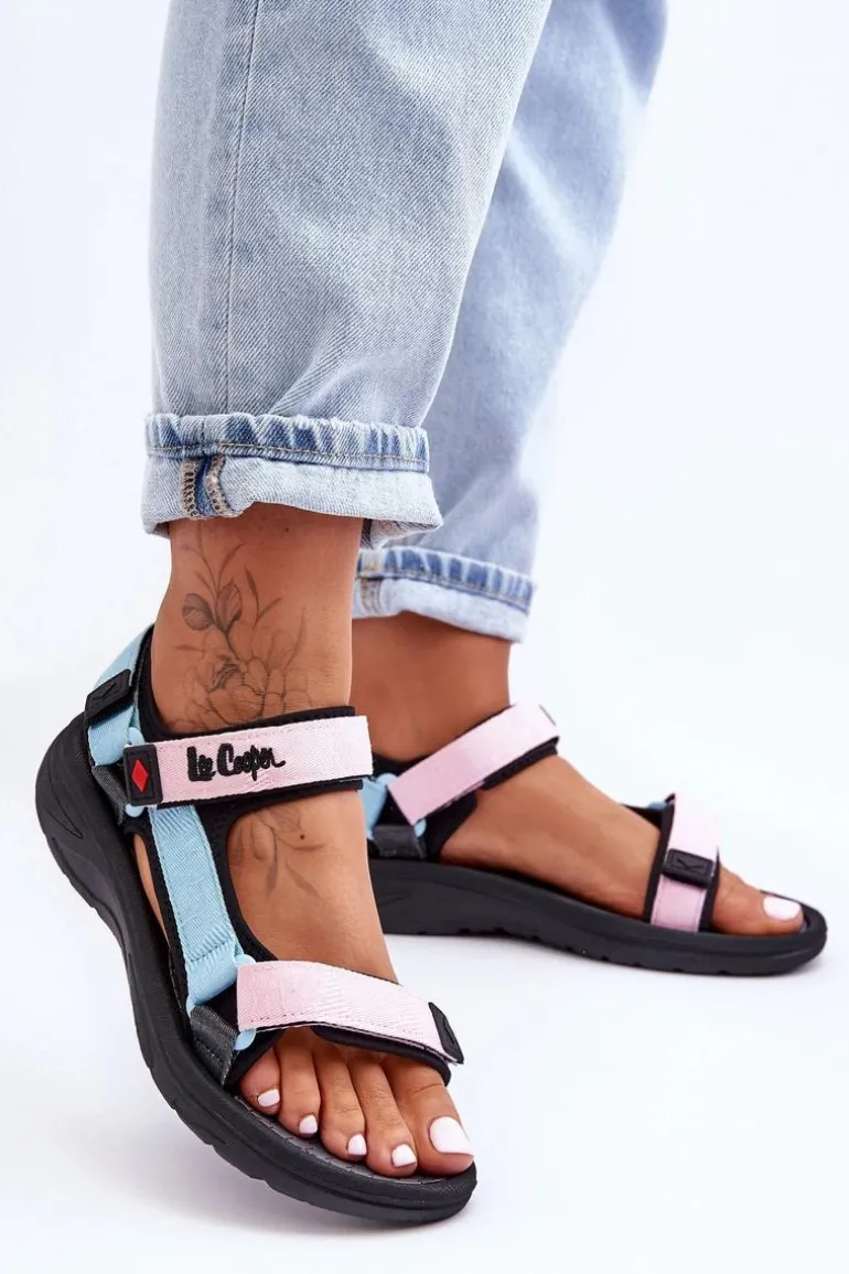 Damskie Sportowe Sandały Lee Cooper LCW-23-34-1688L Różowo-Niebieskie