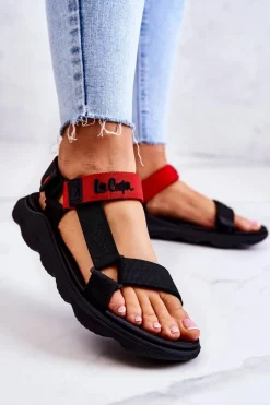 Damskie Sportowe Sandały Lee Cooper LCW-22-34-0954L Czarno-Czerwone