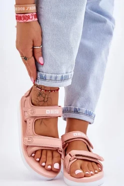 Damskie Sportowe Sandały Na Platformie Big Star LL274788 Różowe