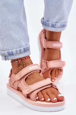 Damskie Sportowe Sandały Na Platformie Big Star LL274788 Różowe