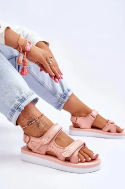 Damskie Sportowe Sandały Na Platformie Big Star LL274788 Różowe