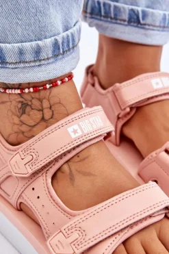 Damskie Sportowe Sandały Na Platformie Big Star LL274788 Różowe