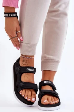 Damskie Sportowe Sandały Na Platformie Big Star LL274789 Czarne