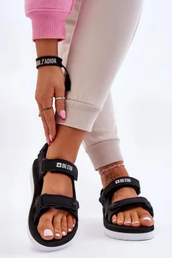 Damskie Sportowe Sandały Na Platformie Big Star LL274789 Czarne