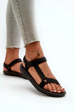 Damskie Sportowe Sandały Na Rzepy Czarne Vilari